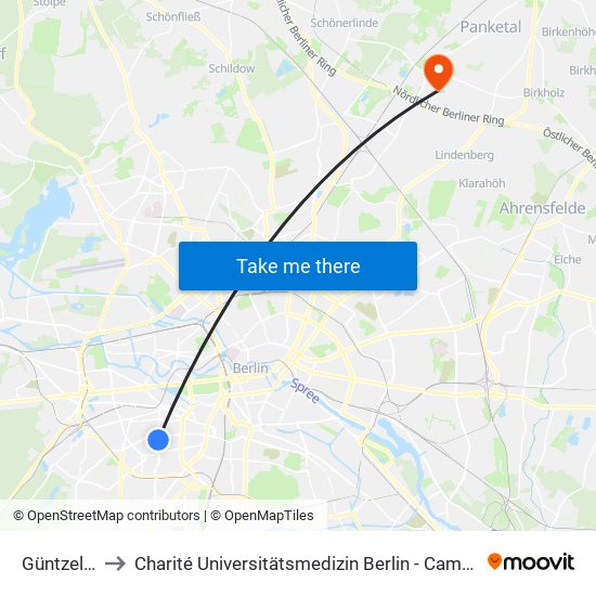 Güntzelstr. to Charité Universitätsmedizin Berlin -  Campus Buch map