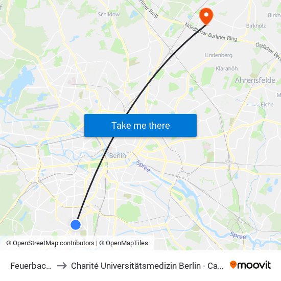Feuerbachstr. to Charité Universitätsmedizin Berlin -  Campus Buch map