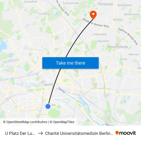 U Platz Der Luftbrücke to Charité Universitätsmedizin Berlin -  Campus Buch map