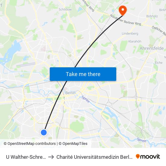 U Walther-Schreiber-Platz to Charité Universitätsmedizin Berlin -  Campus Buch map