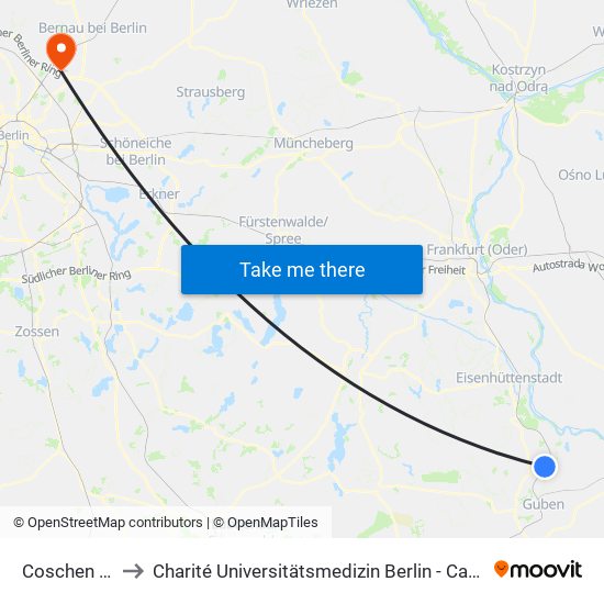 Coschen Dorf to Charité Universitätsmedizin Berlin -  Campus Buch map