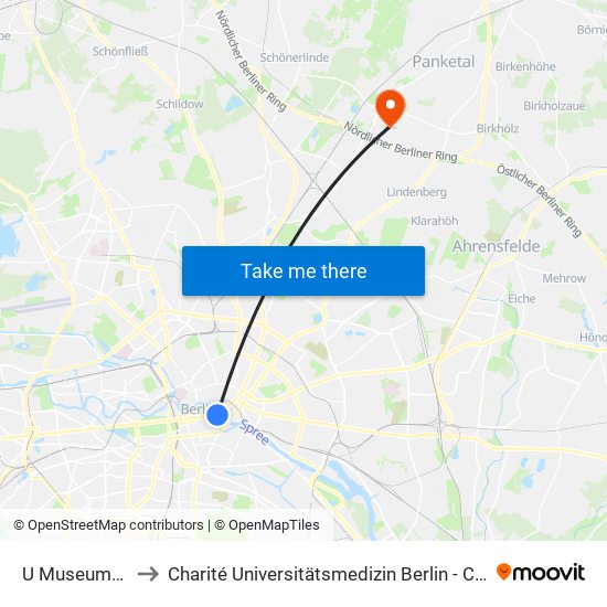 U Museumsinsel to Charité Universitätsmedizin Berlin -  Campus Buch map