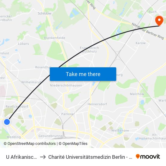 U Afrikanische Str. to Charité Universitätsmedizin Berlin -  Campus Buch map