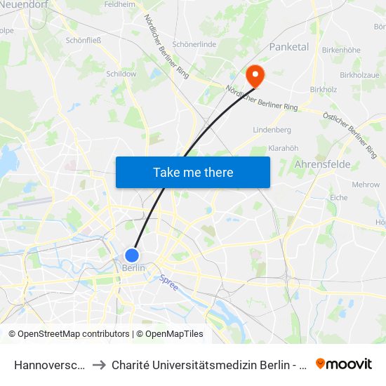 Hannoversche Str. to Charité Universitätsmedizin Berlin -  Campus Buch map