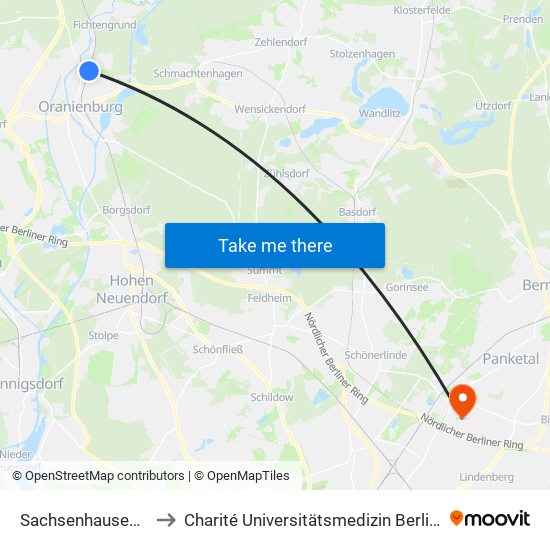 Sachsenhausen Bahnhof to Charité Universitätsmedizin Berlin -  Campus Buch map