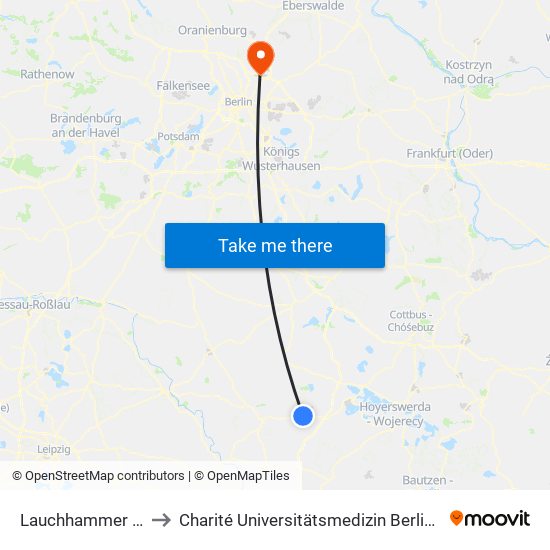 Lauchhammer Bahnhof to Charité Universitätsmedizin Berlin -  Campus Buch map