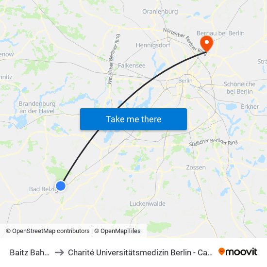 Baitz Bahnhof to Charité Universitätsmedizin Berlin -  Campus Buch map