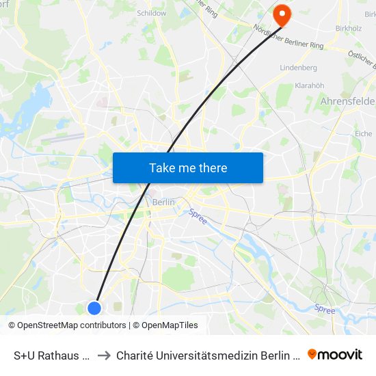 S+U Rathaus Steglitz to Charité Universitätsmedizin Berlin -  Campus Buch map