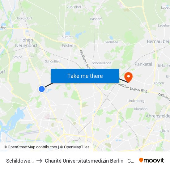 Schildower Str. to Charité Universitätsmedizin Berlin -  Campus Buch map