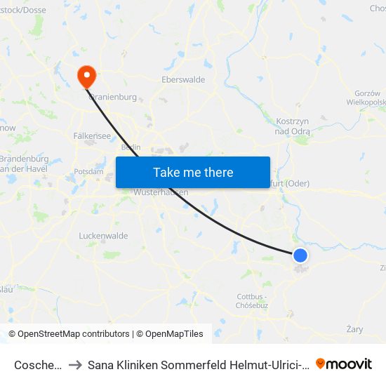 Coschen Dorf to Sana Kliniken Sommerfeld Helmut-Ulrici-Kliniken Kremmen OT map