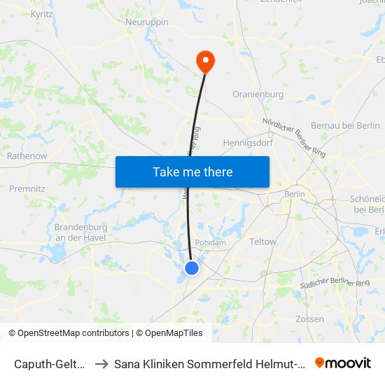 Caputh-Geltow Bahnhof to Sana Kliniken Sommerfeld Helmut-Ulrici-Kliniken Kremmen OT map