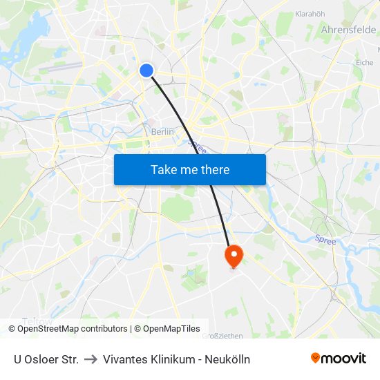 U Osloer Str. to Vivantes Klinikum - Neukölln map