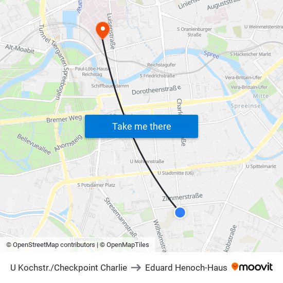 U Kochstr./Checkpoint Charlie to Eduard Henoch-Haus map