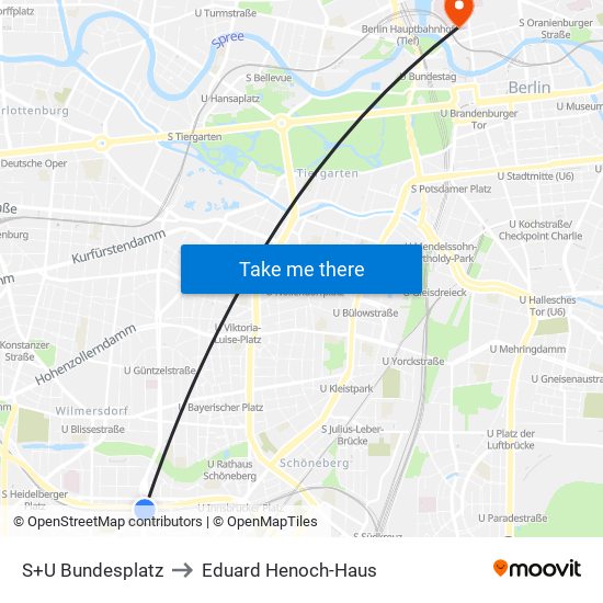 S+U Bundesplatz to Eduard Henoch-Haus map