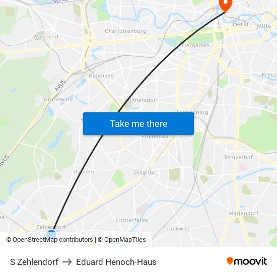S Zehlendorf to Eduard Henoch-Haus map