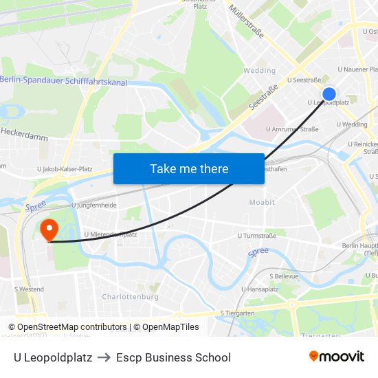 U Leopoldplatz to Escp Business School map