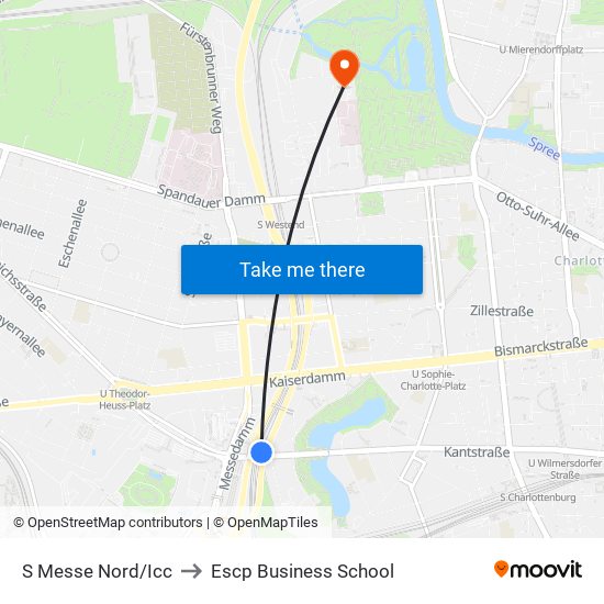 S Messe Nord/Icc to Escp Business School map