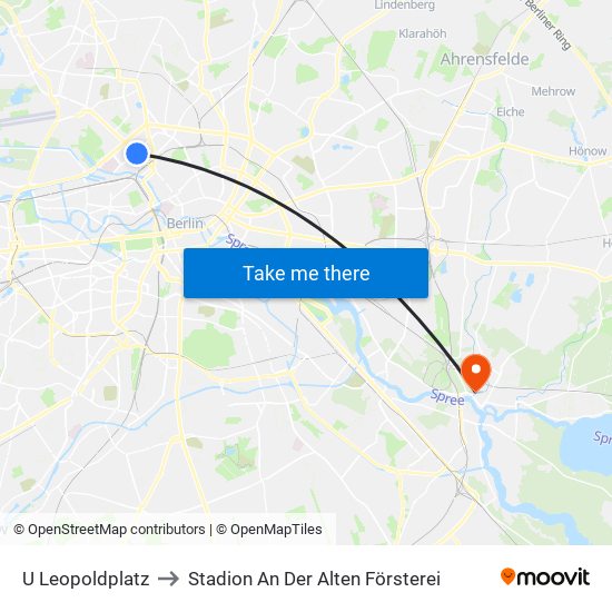 U Leopoldplatz to Stadion An Der Alten Försterei map