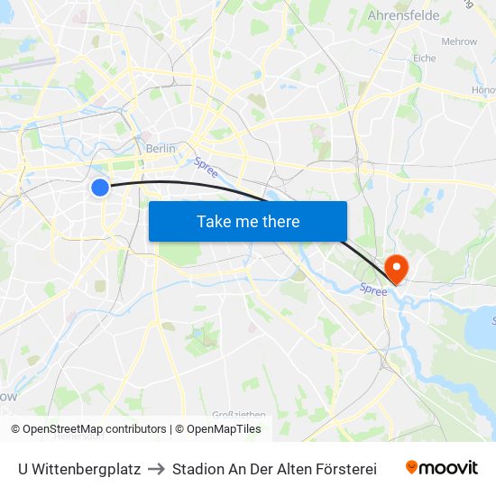 U Wittenbergplatz to Stadion An Der Alten Försterei map