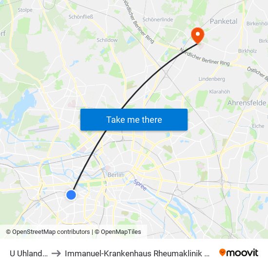 U Uhlandstr. to Immanuel-Krankenhaus Rheumaklinik Haus 203 map