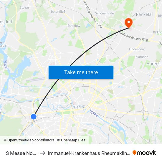 S Messe Nord/Icc to Immanuel-Krankenhaus Rheumaklinik Haus 203 map