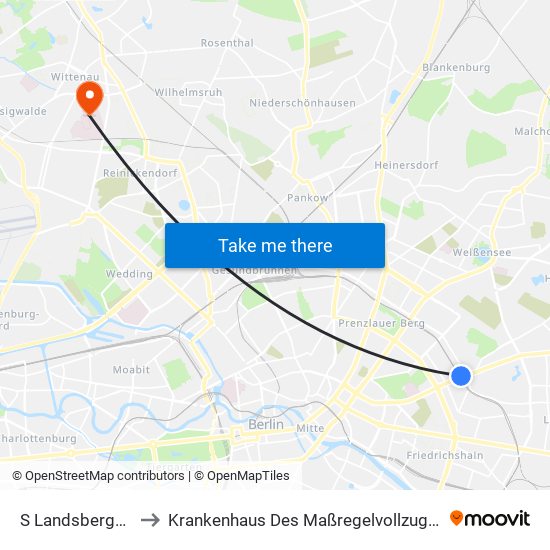 S Landsberger Allee to Krankenhaus Des Maßregelvollzugs Berlin (Kmv) map