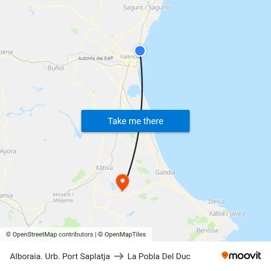 Alboraia. Urb. Port Saplatja to La Pobla Del Duc map