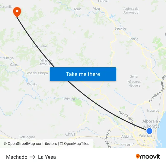 Machado to La Yesa map