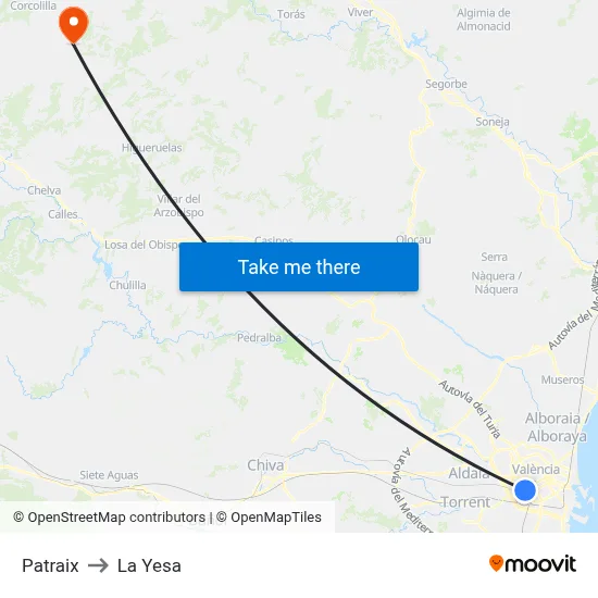 Patraix to La Yesa map