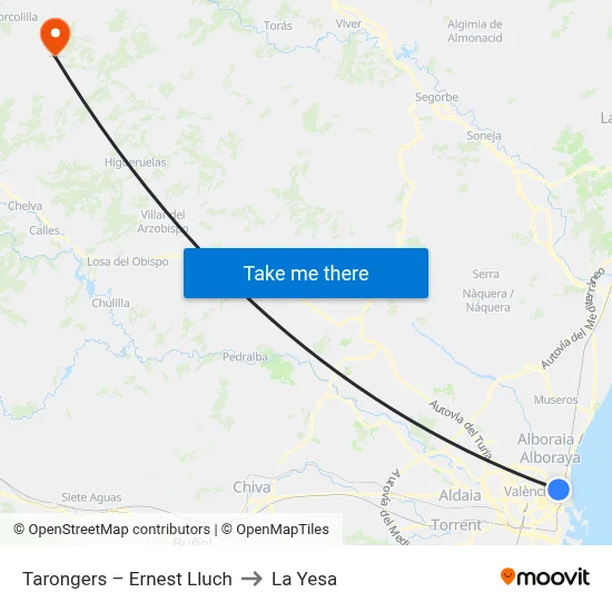 Tarongers – Ernest Lluch to La Yesa map