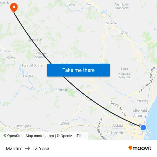 Marítim to La Yesa map