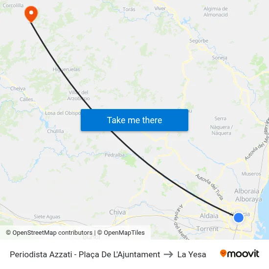 Periodista Azzati - Plaça De L'Ajuntament to La Yesa map