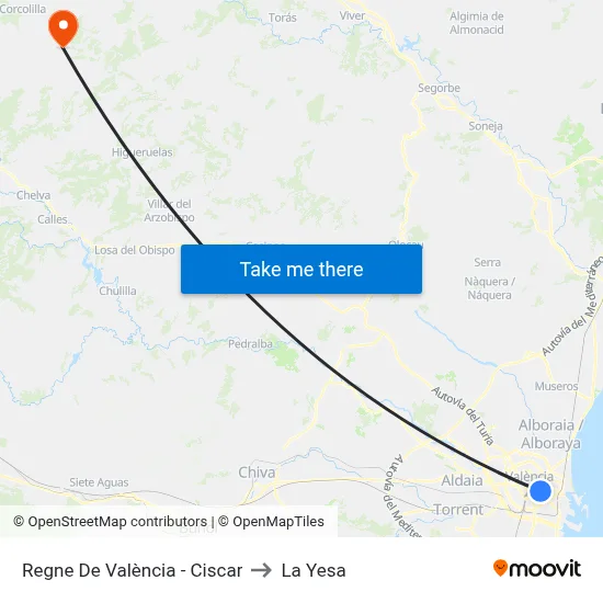 Regne De València - Ciscar to La Yesa map