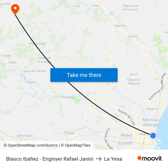 Blasco Ibáñez - Enginyer Rafael Janini to La Yesa map