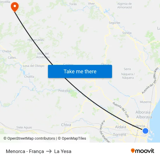 Menorca - França to La Yesa map