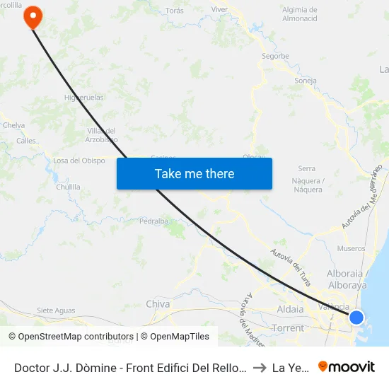 Doctor J.J. Dòmine - Front Edifici Del Rellotge to La Yesa map