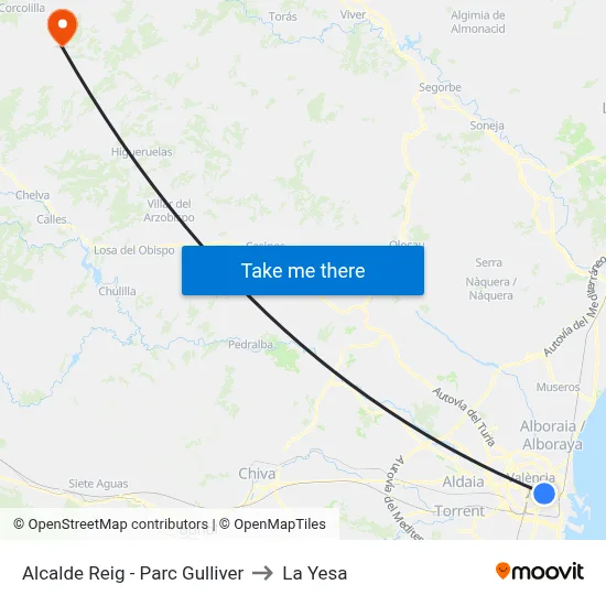 Alcalde Reig - Parc Gulliver to La Yesa map