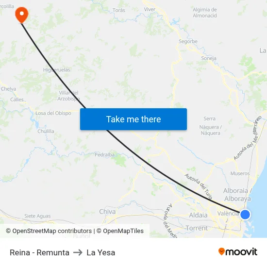Reina - Remunta to La Yesa map
