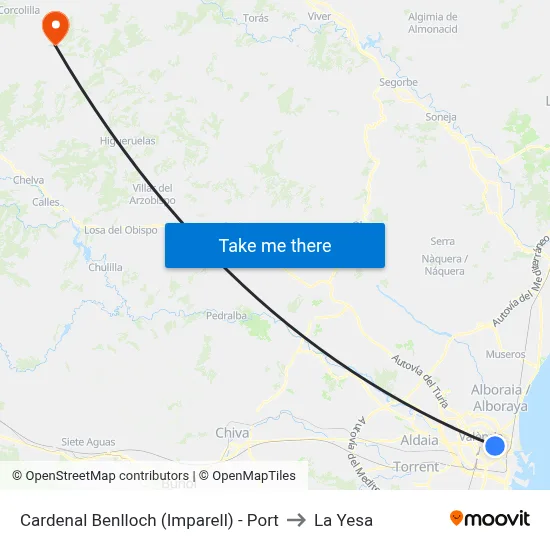 Cardenal Benlloch (Imparell) - Port to La Yesa map