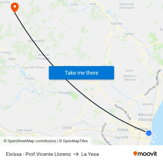 Eivissa - Prof.Vicente Llorens to La Yesa map