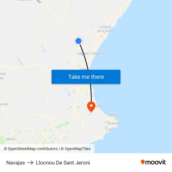 Navajas to Llocnou De Sant Jeroni map