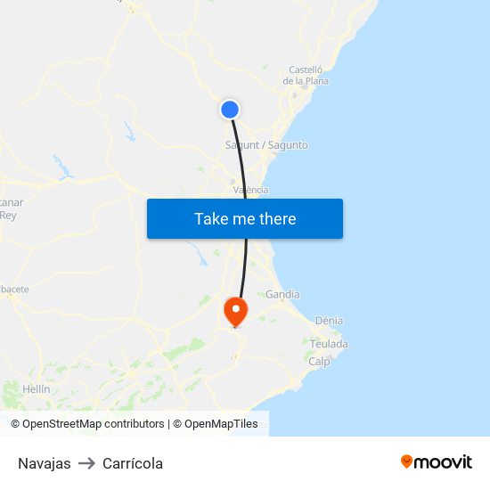 Navajas to Carrícola map