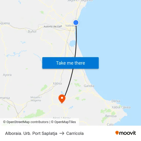Alboraia. Urb. Port Saplatja to Carrícola map