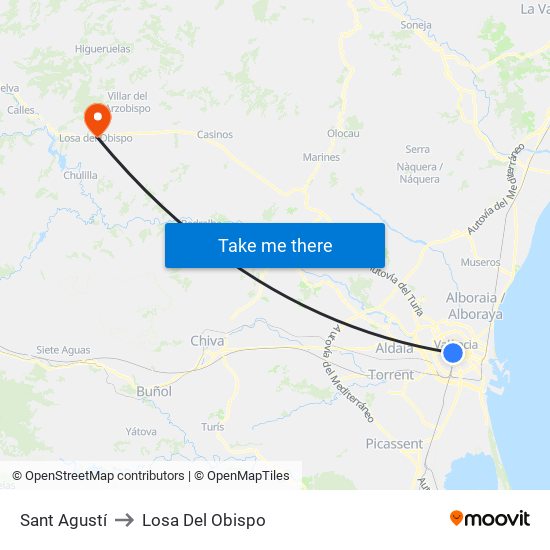 Sant Agustí to Losa Del Obispo map