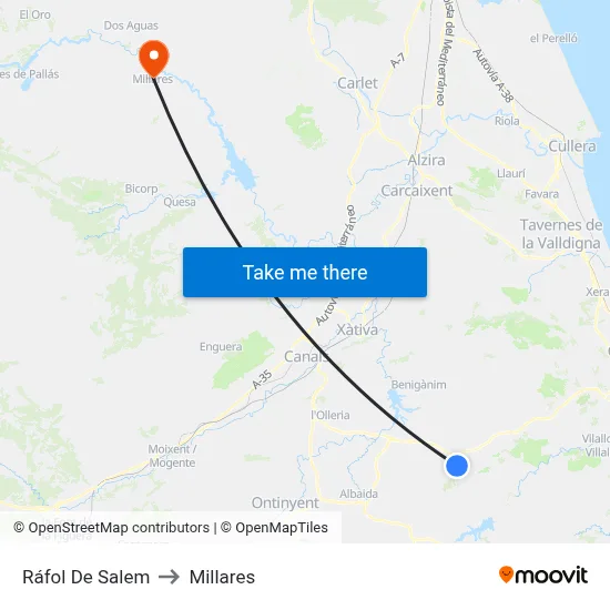 Ráfol De Salem to Millares map