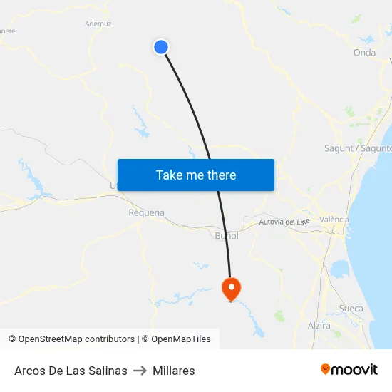 Arcos De Las Salinas to Millares map