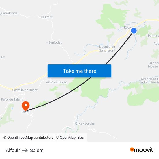 Alfauir to Salem map