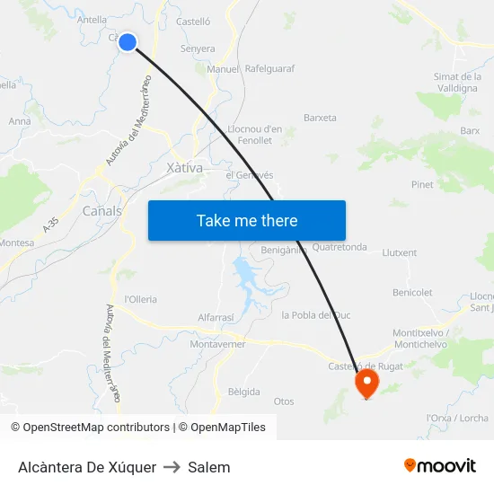Alcàntera De Xúquer to Salem map