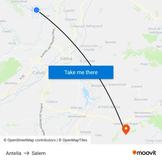 Antella to Salem map