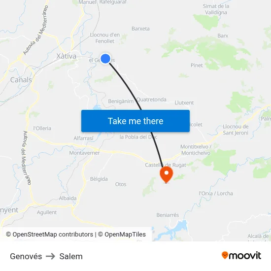 Genovés to Salem map
